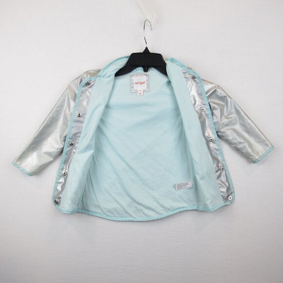 Cat & Jack Size 4t Toddler Girls Iridescent Rain Jacket Lightweight Snap Closure - Picture 2 of 14